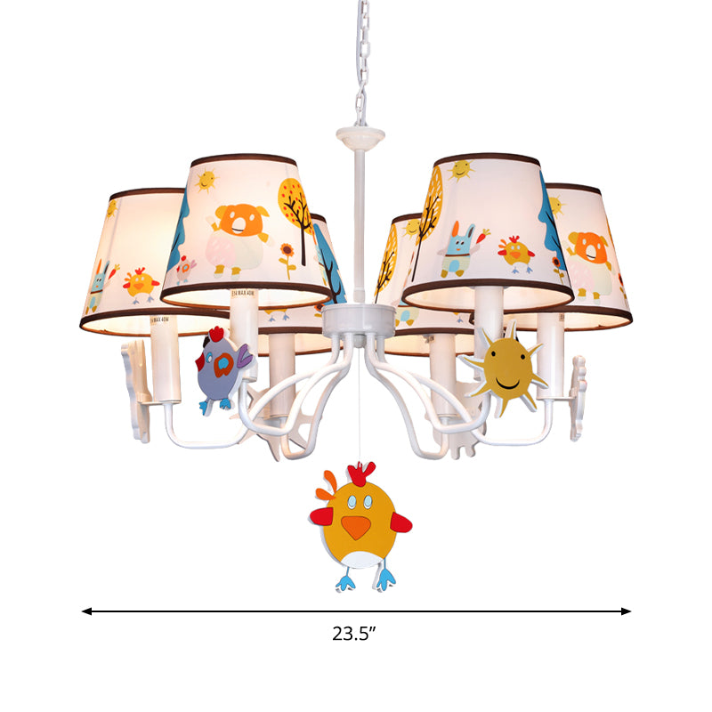 Fabric Tapered Shade Hanging Lights Cartoon Hanging Ceiling Lamp in White for Bedroom Clearhalo 'Ceiling Lights' 'Chandeliers' Lighting' options 200672