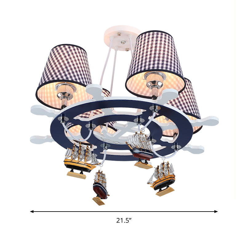 Simple Style Steering Wheel Hanging Lamp Metal Chandelier in Blue for Dining Room Clearhalo 'Ceiling Lights' 'Chandeliers' Lighting' options 200676