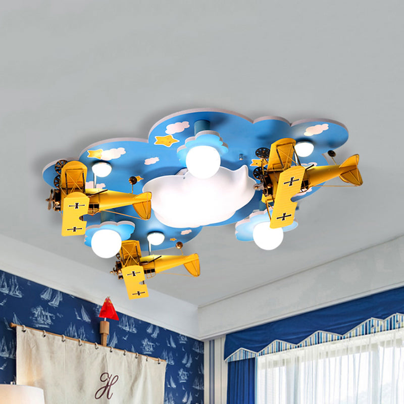 Cartoon Ceiling Plane Light Fixture Metal Flush Mount Ceiling Light in Blue for Kid Bedroom Blue Clearhalo 'Ceiling Lights' 'Close To Ceiling Lights' 'Close to ceiling' 'Flush mount' Lighting' 200678