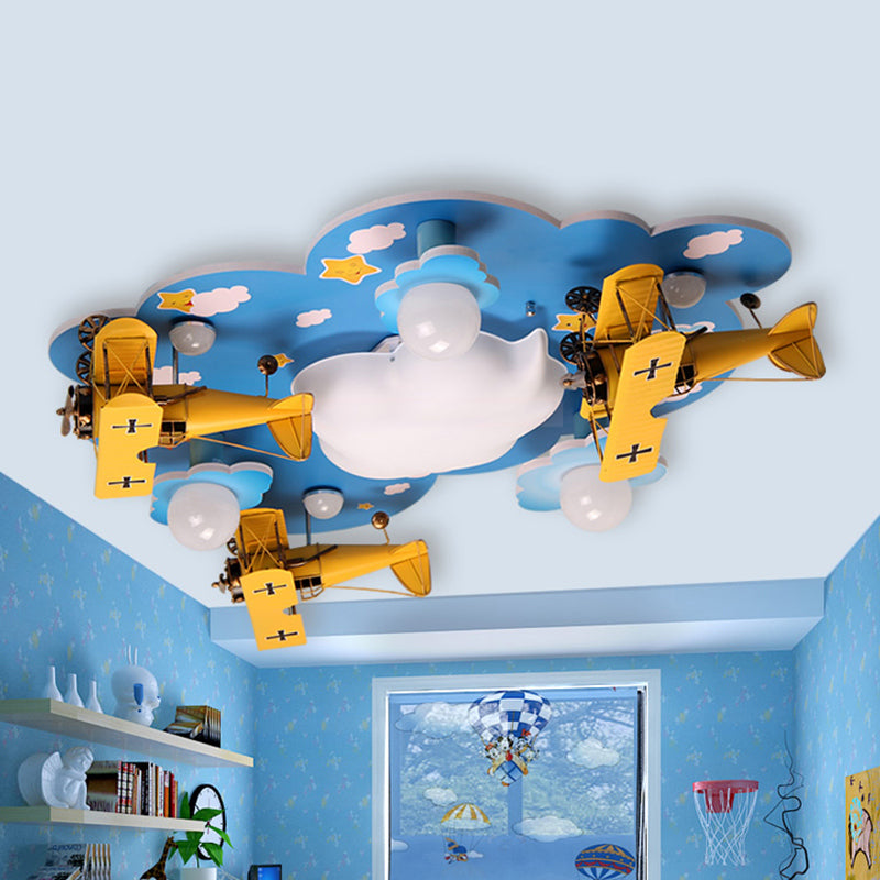 Cartoon Ceiling Plane Light Fixture Metal Flush Mount Ceiling Light in Blue for Kid Bedroom Clearhalo 'Ceiling Lights' 'Close To Ceiling Lights' 'Close to ceiling' 'Flush mount' Lighting' 200679