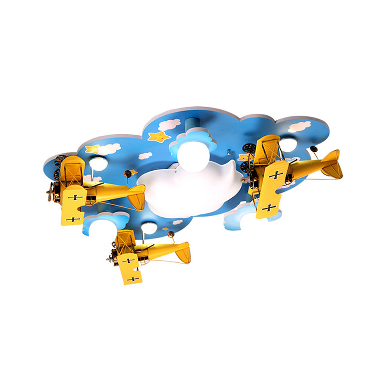 Cartoon Ceiling Plane Light Fixture Metal Flush Mount Ceiling Light in Blue for Kid Bedroom Clearhalo 'Ceiling Lights' 'Close To Ceiling Lights' 'Close to ceiling' 'Flush mount' Lighting' 200680