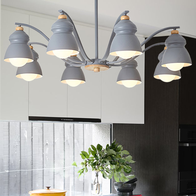 Bedroom Gourd Pendant Chandelier Lamp Metal Modern Design style Hanging Light Fixture 8 Grey Clearhalo 'Ceiling Lights' 'Chandeliers' Lighting' options 200694_0db86b9f-aeef-4e8b-88f5-412109f0b0d4