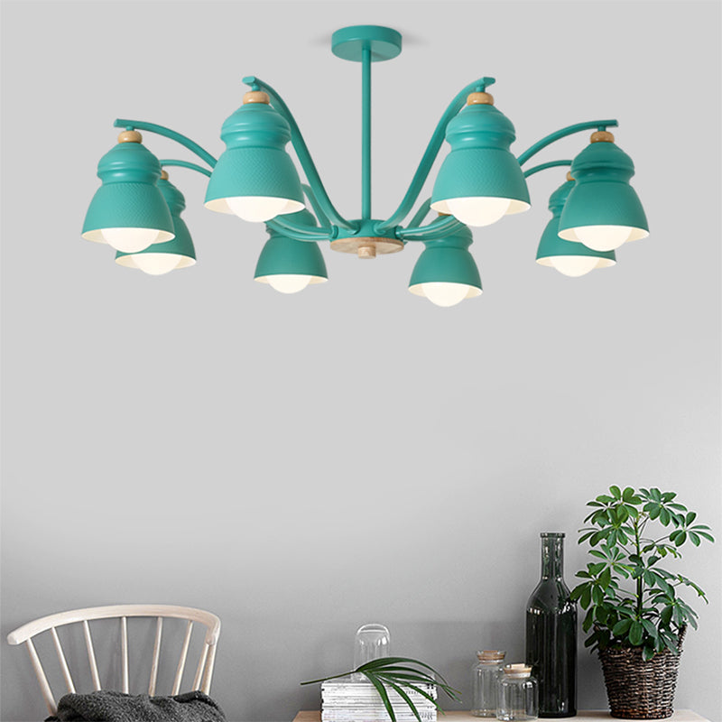 Bedroom Gourd Pendant Chandelier Lamp Metal Modern Design style Hanging Light Fixture 8 Green Clearhalo 'Ceiling Lights' 'Chandeliers' Lighting' options 200701_8899c790-184e-49a0-844c-b80a074b7945