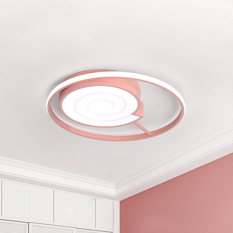 Lollipop Shape Kid Bedroom Flush Mount Light Acrylic Lovely LED Ceiling Lamp with Ring Pink 27" Clearhalo 'Ceiling Lights' 'Close To Ceiling Lights' 'Close to ceiling' 'Flush mount' Lighting' 200736