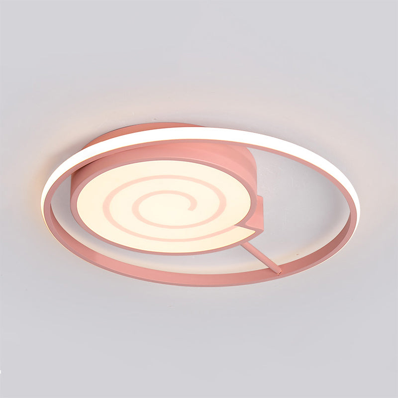 Lollipop Shape Kid Bedroom Flush Mount Light Acrylic Lovely LED Ceiling Lamp with Ring Pink 21.5" Clearhalo 'Ceiling Lights' 'Close To Ceiling Lights' 'Close to ceiling' 'Flush mount' Lighting' 200737