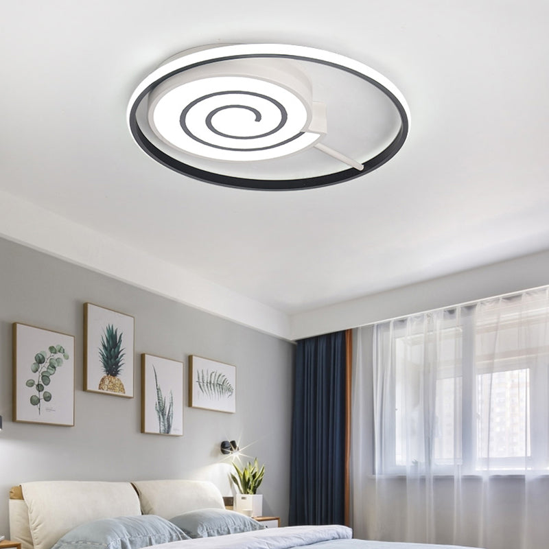 Lollipop Shape Kid Bedroom Flush Mount Light Acrylic Lovely LED Ceiling Lamp with Ring Black Clearhalo 'Ceiling Lights' 'Close To Ceiling Lights' 'Close to ceiling' 'Flush mount' Lighting' 200743