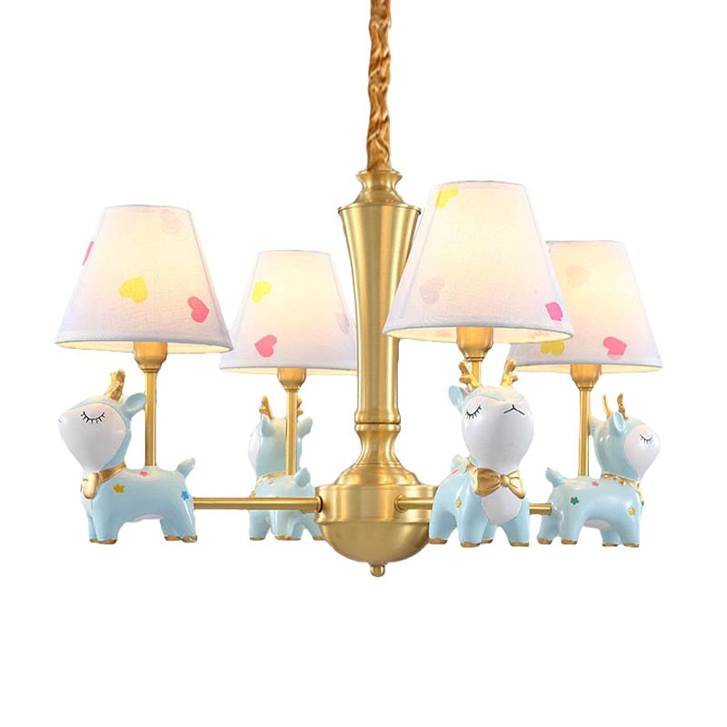 Contemporary Tapered Shade Hanging Light Fixture with Deer Metal Hanging Chandelier for Living Room Clearhalo 'Ceiling Lights' 'Chandeliers' Lighting' options 200747