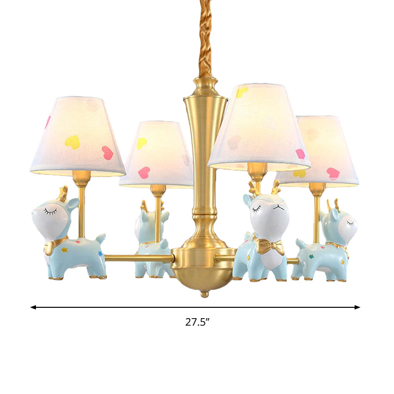 Contemporary Tapered Shade Hanging Light Fixture with Deer Metal Hanging Chandelier for Living Room Clearhalo 'Ceiling Lights' 'Chandeliers' Lighting' options 200748