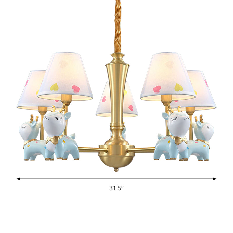 Contemporary Tapered Shade Hanging Light Fixture with Deer Metal Hanging Chandelier for Living Room Clearhalo 'Ceiling Lights' 'Chandeliers' Lighting' options 200752