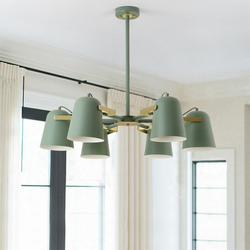 Bell Shade Living Room Hanging Lighting Iron Modern Fashion Pendant Chandelier Green Clearhalo 'Ceiling Lights' 'Chandeliers' Lighting' options 200758_a0840f39-068f-4433-8392-eea1737d681a