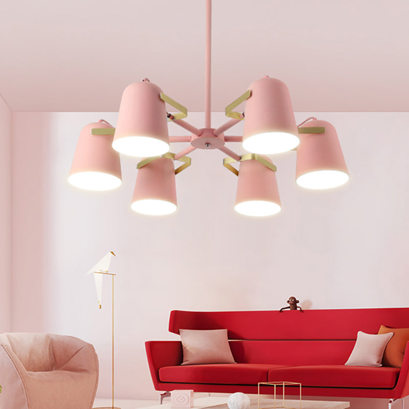 Bell Shade Living Room Hanging Lighting Iron Modern Fashion Pendant Chandelier Pink Clearhalo 'Ceiling Lights' 'Chandeliers' Lighting' options 200761_b980eeef-55a3-4a11-b554-b5f6ba2e0378