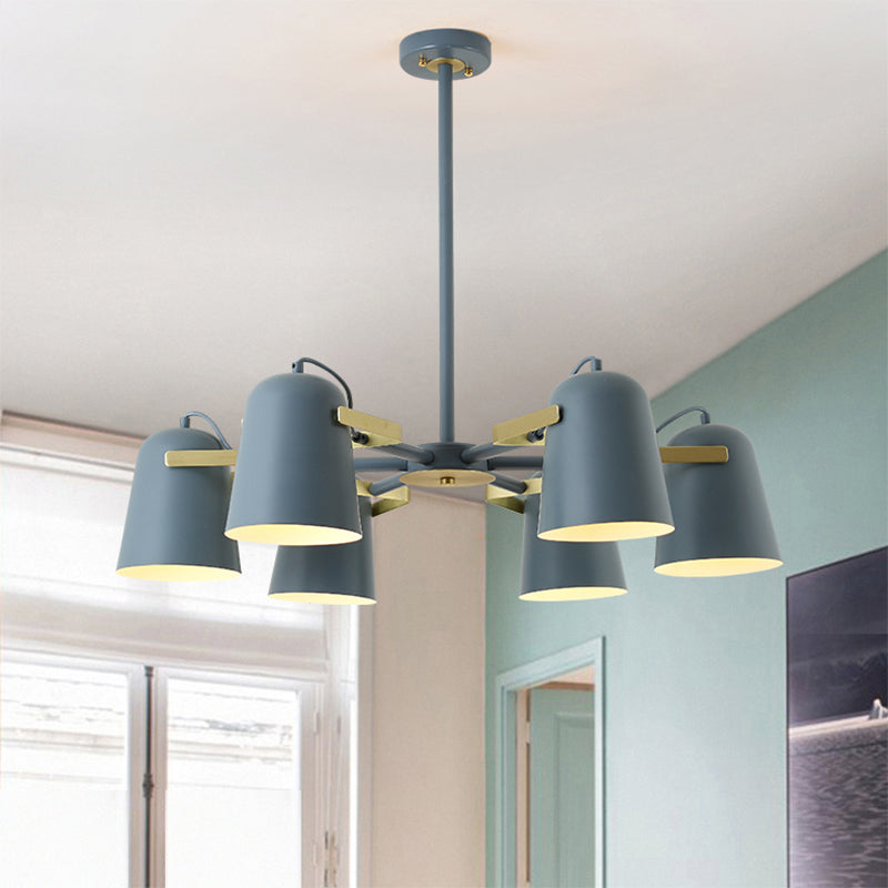 Bell Shade Living Room Hanging Lighting Iron Modern Fashion Pendant Chandelier Blue Clearhalo 'Ceiling Lights' 'Chandeliers' Lighting' options 200768_1e2df159-b1c4-4284-b5b4-01e94be7965a