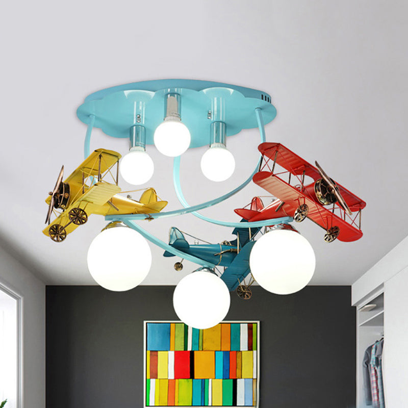 Fighter Plane Living Room Flush Mount Ceiling Light Metal Cartoon Ceiling Light Fixture in Blue Clearhalo 'Ceiling Lights' 'Close To Ceiling Lights' 'Close to ceiling' Lighting' 200779