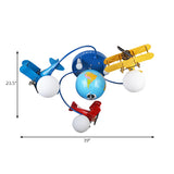 Blue Battle Plane Flush Mount Ceiling Light Cartoon Metal Ceiling Light Fixture for Kid Bedroom Clearhalo 'Ceiling Lights' 'Close To Ceiling Lights' 'Close to ceiling' 'Semi-flushmount' Lighting' 200816