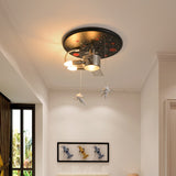 Living Room Space Ceiling Light Metal Modern Silver and Black Flush Mount Ceiling Fixture Silver Clearhalo 'Ceiling Lights' 'Close To Ceiling Lights' 'Close to ceiling' 'Semi-flushmount' Lighting' 200817