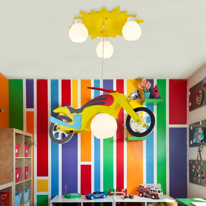 Yellow Motor Hanging Lights Cartoon Metal Hanging Lamp for Kid Bedroom Clearhalo 'Ceiling Lights' 'Chandeliers' Lighting' options 200843