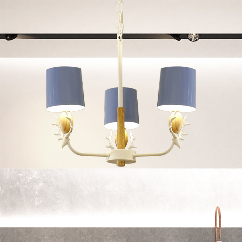 Scandinavian Deer Horn Hanging Lights Metal Wood Chandelier Light for Living Room Clearhalo 'Ceiling Lights' 'Chandeliers' Lighting' options 200859