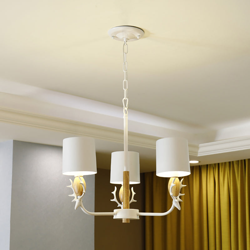 Scandinavian Deer Horn Hanging Lights Metal Wood Chandelier Light for Living Room 3 White Clearhalo 'Ceiling Lights' 'Chandeliers' Lighting' options 200865_231332a1-bcfb-45e9-a10b-f2921b713531