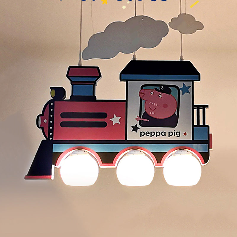 Cartoon Train Hanging Pendant Lights Metal Hanging Lamp in Blue for Kid Bedroom 3 Blue Clearhalo 'Ceiling Lights' 'Chandeliers' Lighting' options 200897_48671776-b89a-41d6-9c9c-5f4d4f52fabb