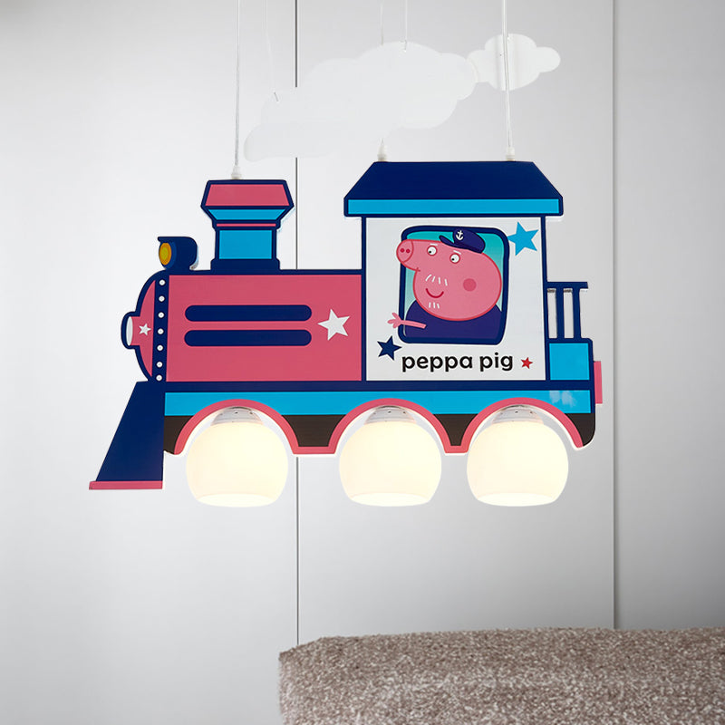 Cartoon Train Hanging Pendant Lights Metal Hanging Lamp in Blue for Kid Bedroom Clearhalo 'Ceiling Lights' 'Chandeliers' Lighting' options 200898