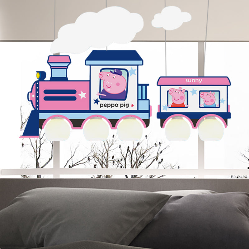 Cartoon Train Hanging Pendant Lights Metal Hanging Lamp in Blue for Kid Bedroom Clearhalo 'Ceiling Lights' 'Chandeliers' Lighting' options 200902
