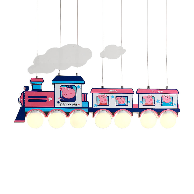 Cartoon Train Hanging Pendant Lights Metal Hanging Lamp in Blue for Kid Bedroom Clearhalo 'Ceiling Lights' 'Chandeliers' Lighting' options 200907