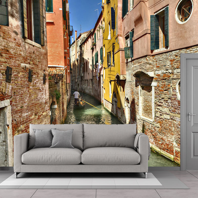 Waterproof Venice Floating City Mural Modern Non-Woven Wall Covering, Customized Size Clearhalo 'Wall Decor' 'Wall Mural' 2009085