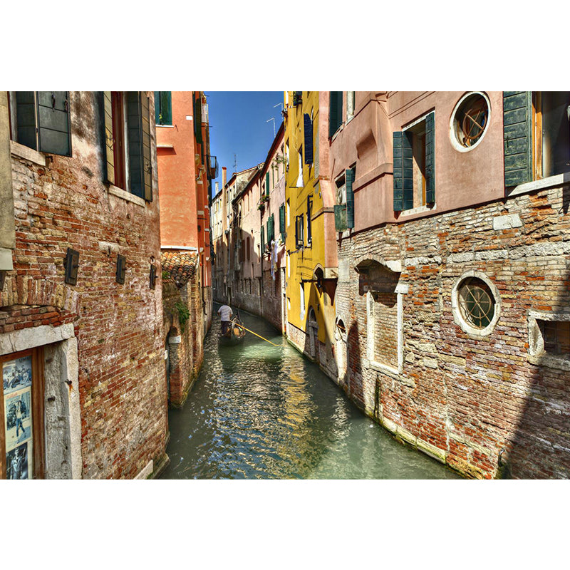 Waterproof Venice Floating City Mural Modern Non-Woven Wall Covering, Customized Size Clearhalo 'Wall Decor' 'Wall Mural' 2009086