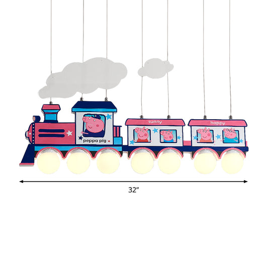 Cartoon Train Hanging Pendant Lights Metal Hanging Lamp in Blue for Kid Bedroom Clearhalo 'Ceiling Lights' 'Chandeliers' Lighting' options 200908