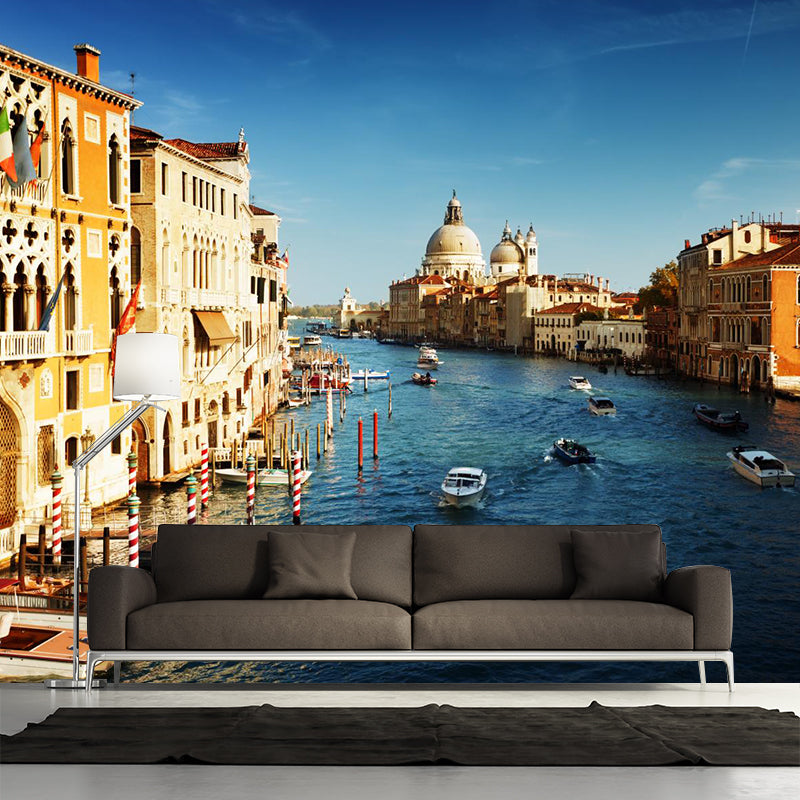 Waterproof Venice Floating City Mural Modern Non-Woven Wall Covering, Customized Size Clearhalo 'Wall Decor' 'Wall Mural' 2009094