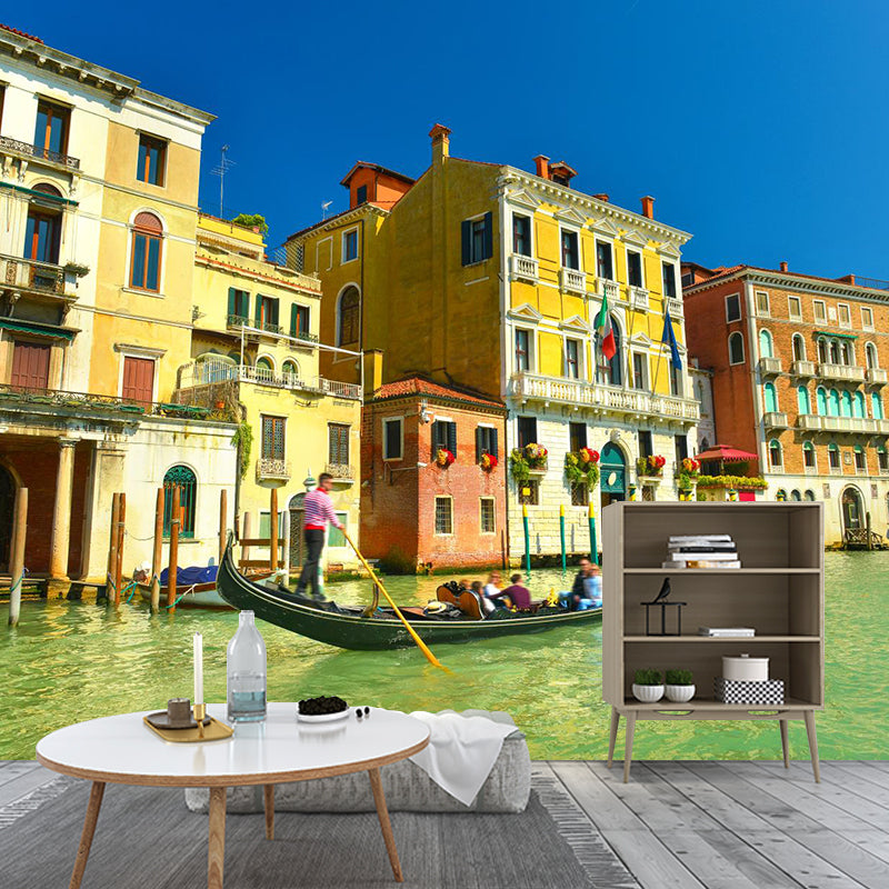 Picturesque Venice Canals Mural Living Room Architecture Wall Art, Made to Measure Clearhalo 'Wall Decor' 'Wall Mural' 2009139