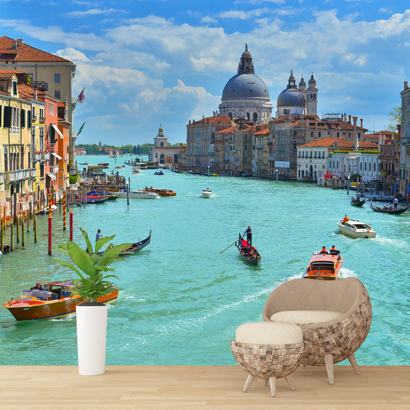 Picturesque Venice Canals Mural Living Room Architecture Wall Art, Made to Measure Clearhalo 'Wall Decor' 'Wall Mural' 2009145