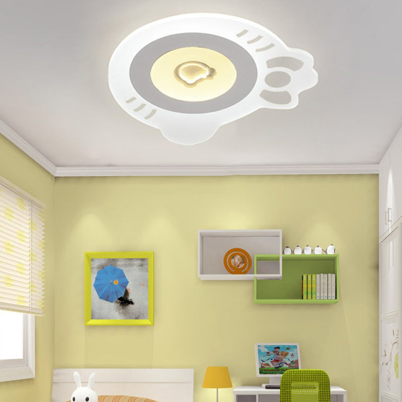 Cartoon Bow Kitten Flush Ceiling Light Acrylic LED Ceiling Lamp in White for Themed Park White White Clearhalo 'Ceiling Lights' 'Close To Ceiling Lights' 'Close to ceiling' 'Flush mount' Lighting' 200916