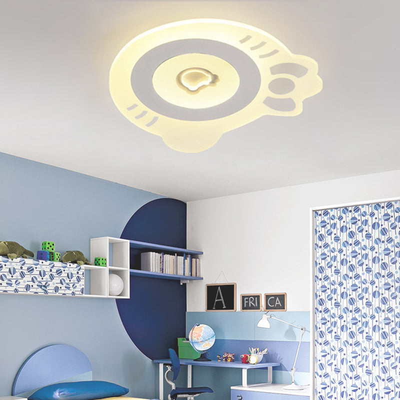 Cartoon Bow Kitten Flush Ceiling Light Acrylic LED Ceiling Lamp in White for Themed Park White Clearhalo 'Ceiling Lights' 'Close To Ceiling Lights' 'Close to ceiling' 'Flush mount' Lighting' 200917