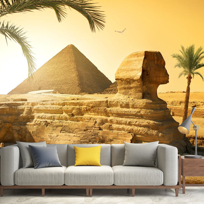 Whole Modern Wallpaper Mural Pastel Great Pyramid of Giza at Dusk Wall Covering, Custom-Printed Yellow Clearhalo 'Wall Decor' 'Wall Mural' 2009228