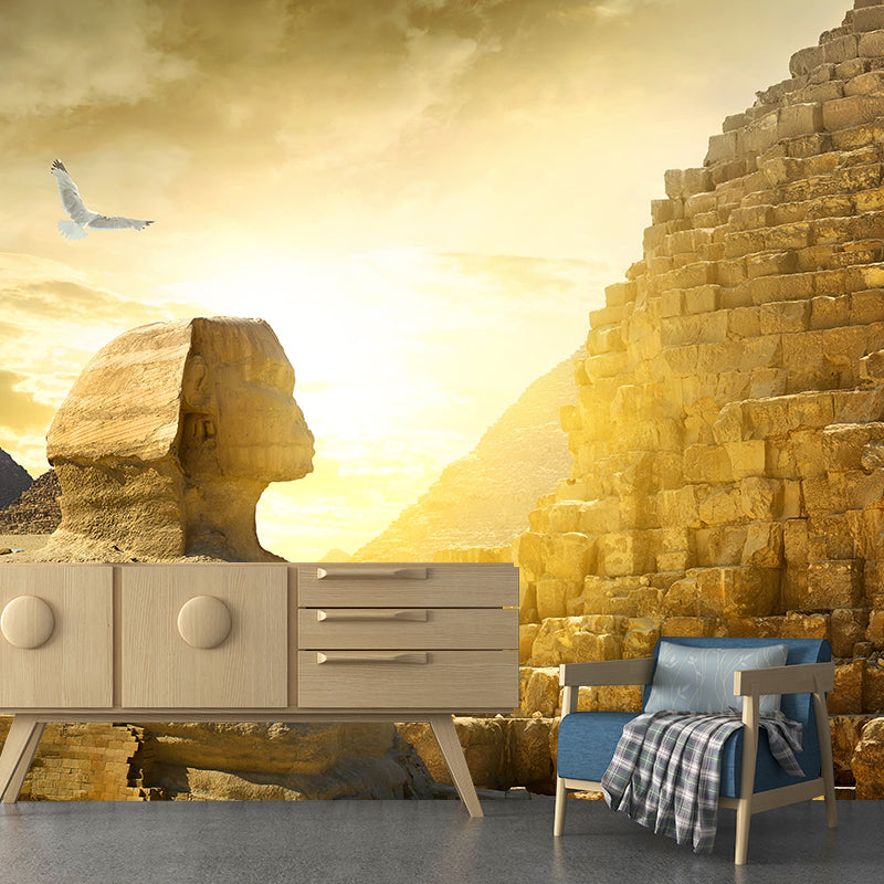 Whole Modern Wallpaper Mural Pastel Great Pyramid of Giza at Dusk Wall Covering, Custom-Printed Dark Brown Clearhalo 'Wall Decor' 'Wall Mural' 2009248