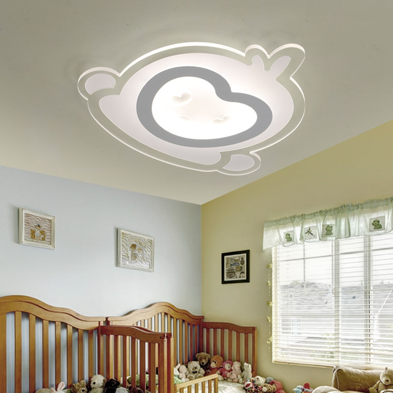 Animal Baby Monkey Flush Ceiling Light Acrylic White LED Ceiling Fixture for Boys Girls Bedroom Clearhalo 'Ceiling Lights' 'Close To Ceiling Lights' 'Close to ceiling' 'Flush mount' Lighting' 200933