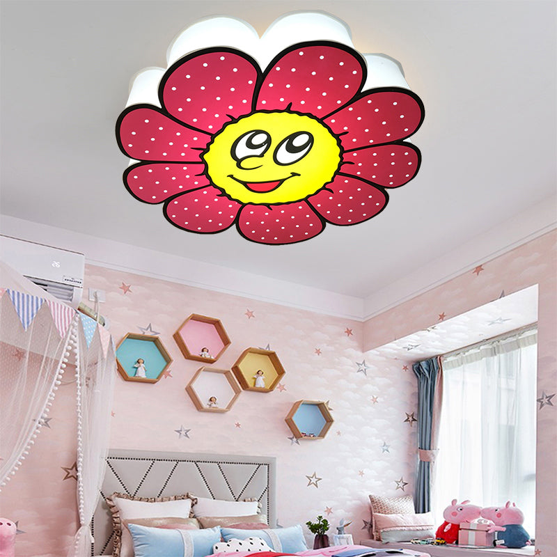 Flower Dining Room Flush Mount Fixture Metal Cartoon Ceiling Light in Pink Clearhalo 'Ceiling Lights' 'Close To Ceiling Lights' 'Close to ceiling' 'Flush mount' Lighting' 200939