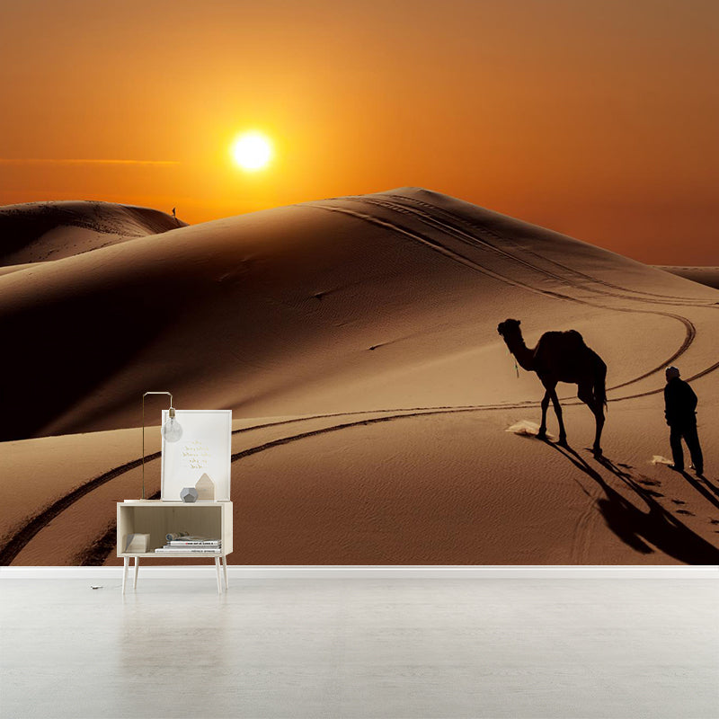 Big Desert Camel Mural Wallpaper Moisture Resistant Modern Bedroom Wall Covering Clearhalo 'Wall Decor' 'Wall Mural' 2009435