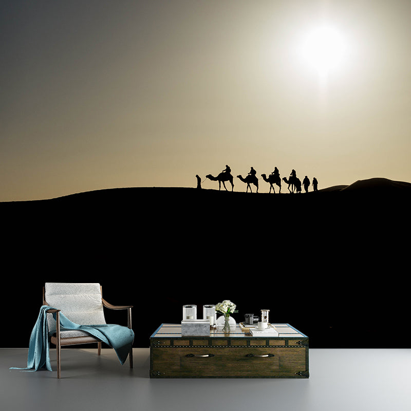 Big Desert Camel Mural Wallpaper Moisture Resistant Modern Bedroom Wall Covering Grey Clearhalo 'Wall Decor' 'Wall Mural' 2009443