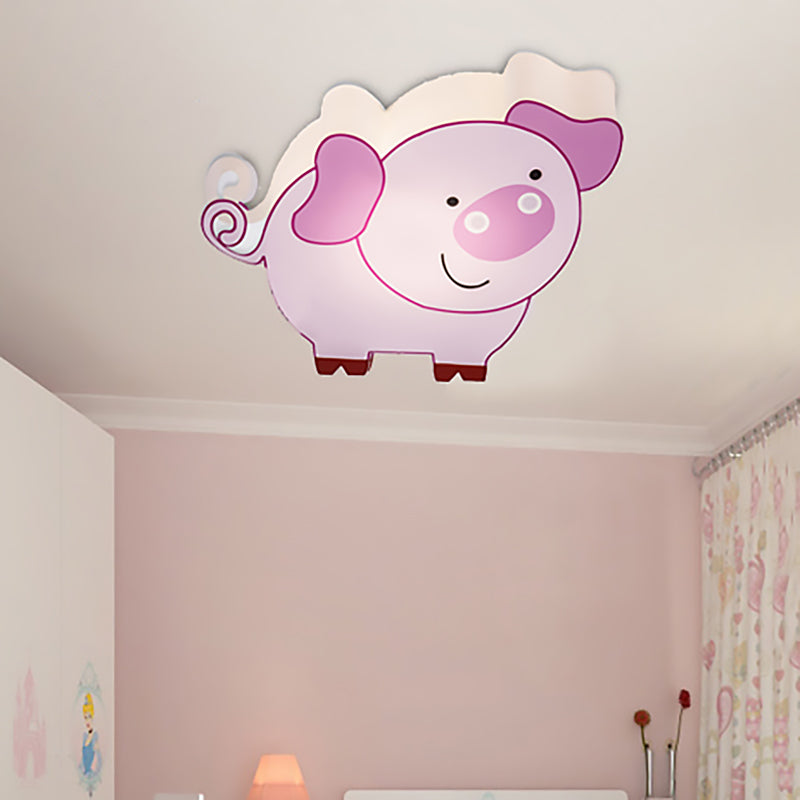 Cartoon Pig Shape Ceiling Light Fixture Metal Flush Mount Light in Pink for Kid Bedroom Pink B Clearhalo 'Ceiling Lights' 'Close To Ceiling Lights' 'Close to ceiling' 'Flush mount' Lighting' 200946