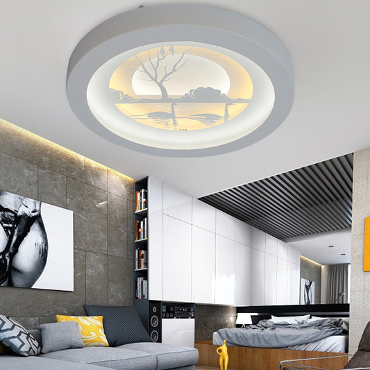 White Circular Led Flush Ceiling Lights Nordic Acrylic Flush Mount Ceiling Light Fixtures for Living Room White C Clearhalo 'Ceiling Lights' 'Close To Ceiling Lights' 'Close to ceiling' 'Flush mount' Lighting' 200957