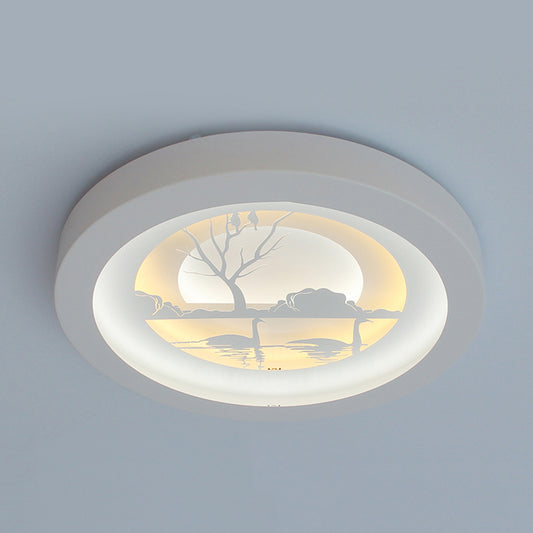 White Circular Led Flush Ceiling Lights Nordic Acrylic Flush Mount Ceiling Light Fixtures for Living Room Clearhalo 'Ceiling Lights' 'Close To Ceiling Lights' 'Close to ceiling' 'Flush mount' Lighting' 200958