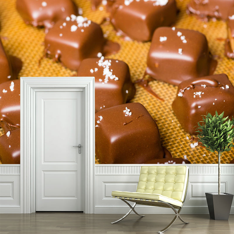 Tasty Chocolate Mural Decal Modern Decorative Dessert Shop Wall Art, Custom Printed Brown Clearhalo 'Wall Decor' 'Wall Mural' 2009668