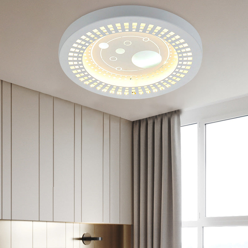 White Circle Shade Ceiling Light Fixture Modern Acrylic Flush mount Light for Hallway White C Clearhalo 'Ceiling Lights' 'Close To Ceiling Lights' 'Close to ceiling' 'Flush mount' Lighting' 200979