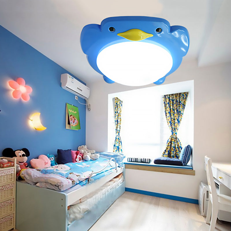 Cartoon Penguin LED Flush Ceiling Lights Metal Flush Mount Light for Kid Bedroom Clearhalo 'Ceiling Lights' 'Close To Ceiling Lights' 'Close to ceiling' 'Flush mount' Lighting' 201004