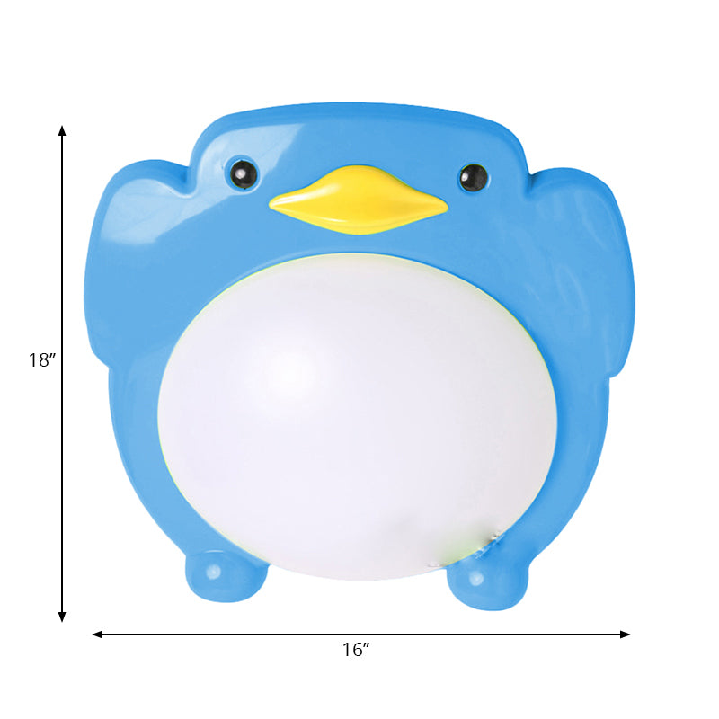 Cartoon Penguin LED Flush Ceiling Lights Metal Flush Mount Light for Kid Bedroom Clearhalo 'Ceiling Lights' 'Close To Ceiling Lights' 'Close to ceiling' 'Flush mount' Lighting' 201006