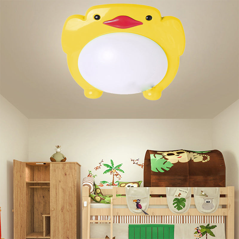 Cartoon Penguin LED Flush Ceiling Lights Metal Flush Mount Light for Kid Bedroom Yellow Clearhalo 'Ceiling Lights' 'Close To Ceiling Lights' 'Close to ceiling' 'Flush mount' Lighting' 201011