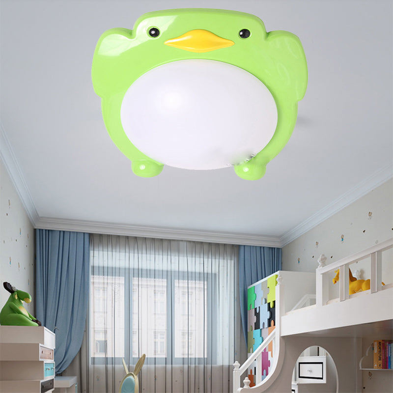 Cartoon Penguin LED Flush Ceiling Lights Metal Flush Mount Light for Kid Bedroom Green Clearhalo 'Ceiling Lights' 'Close To Ceiling Lights' 'Close to ceiling' 'Flush mount' Lighting' 201013