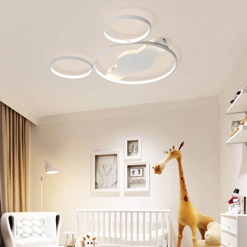 Cartoon Mouse Flush Light Modern Acrylic LED Ring Flush Mount Ceiling Light for Kids White Clearhalo 'Ceiling Lights' 'Close To Ceiling Lights' 'Close to ceiling' 'Semi-flushmount' Lighting' 201019